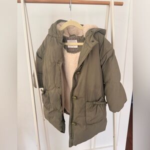 Zara PARKA jacket. 3-4 very good condition removable fur trim